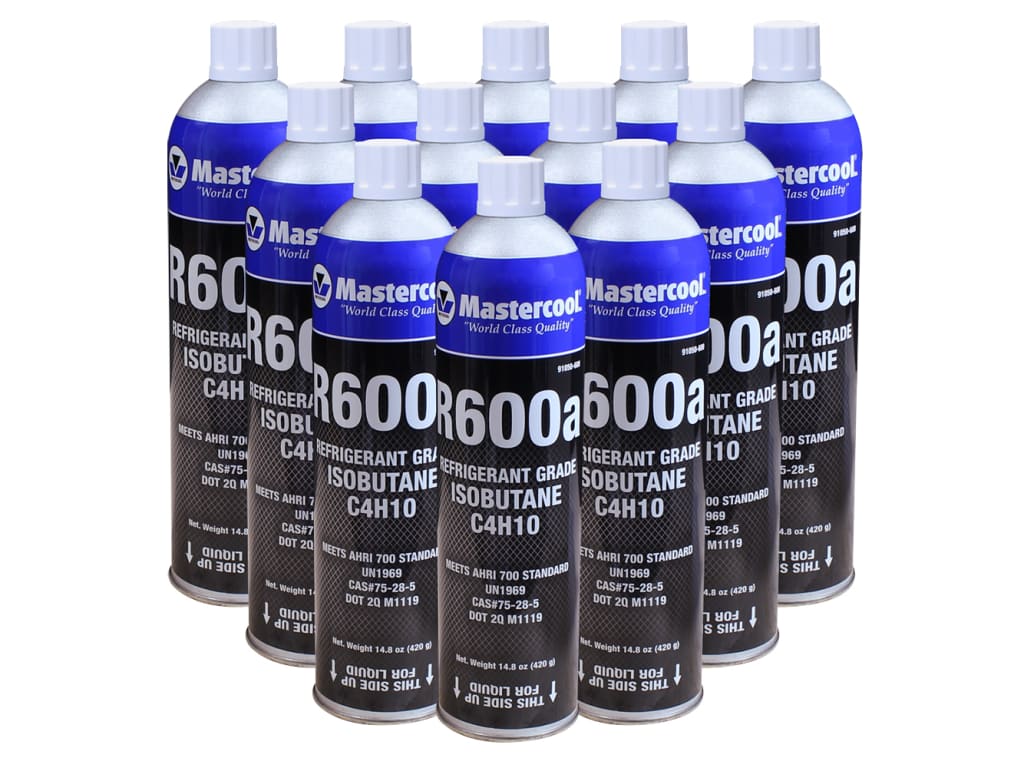 Mastercool 91050-600-12 Refrigerant Grade ISOBUTANE C4H10, 12 Cans